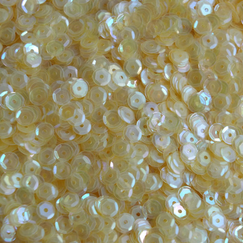 5mm Round Cup Sequins Yellow Semi Frost Rainbow