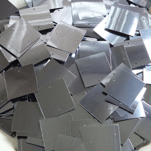 25mm Square Sequins Hematite Shiny Gray Metallic