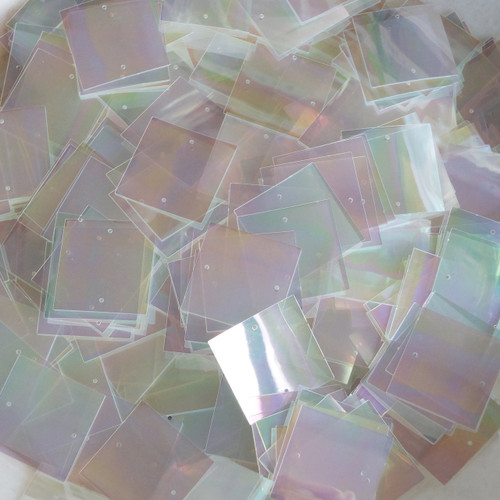 25mm Square Sequins Crystal Transparent Rainbow Iris