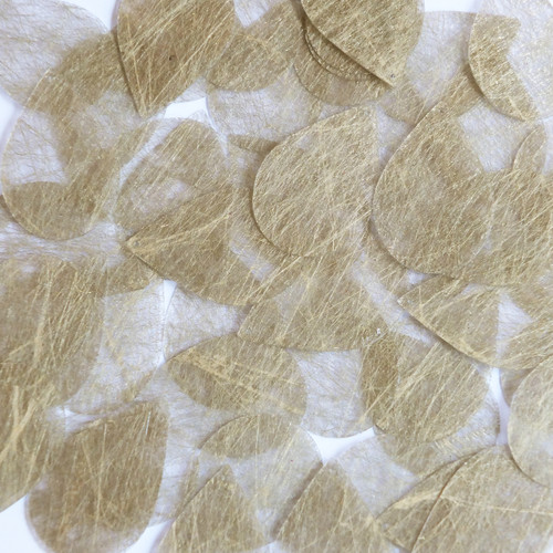 Teardrop Sequin 1.5" Gold Silky Fiber Strand Fabric