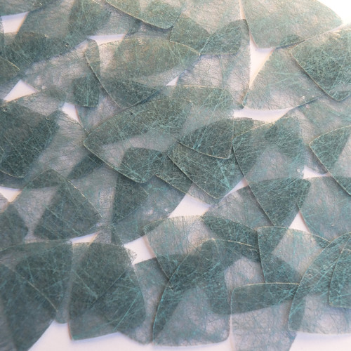 Fishscale Fin Sequin 1.5" Aqua Blue Silky Fiber Strand Fabric
