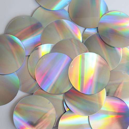Round Sequin 1.5" Silver Laser Light Show Metallic