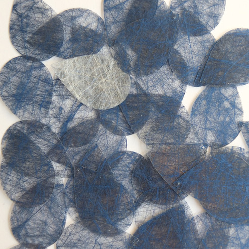 Teardrop Sequin 1.5" Navy Blue Silky Fiber Strand Fabric Teardrop Sequin 1.5" Navy Blue Silky Fiber Strand Fabric