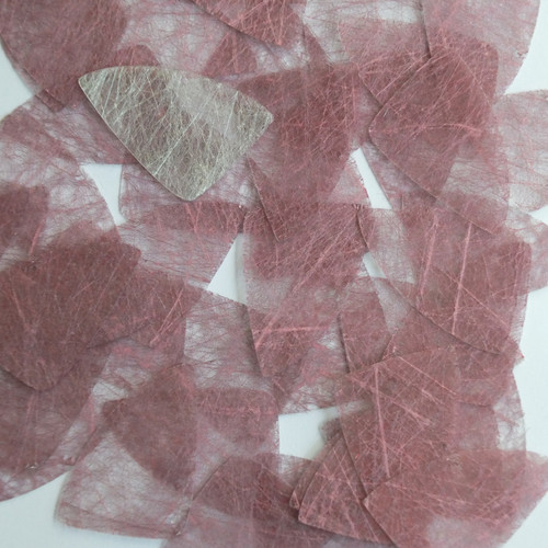 Fishscale Fin Sequin 1.5" Pink Silky Fiber Strand Fabric