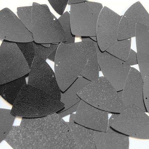 Fishscale Fin Sequin 1.5" Black Metallic Embossed Texture