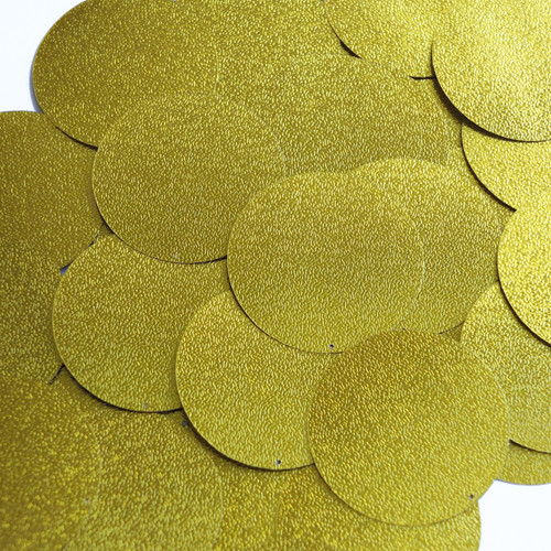 Round Sequin 40mm Yellow Metallic Embossed Texture