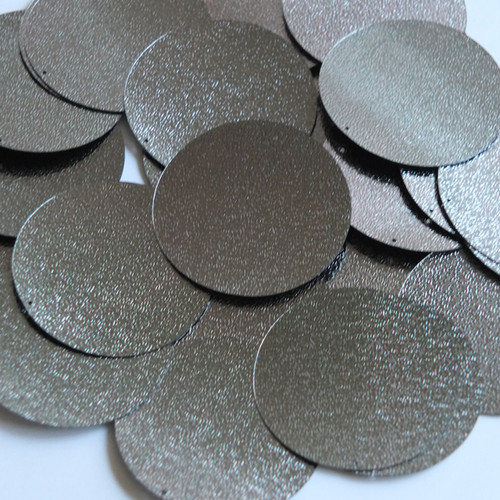 Round Sequin 40mm Hematite Gray Metallic Embossed Texture