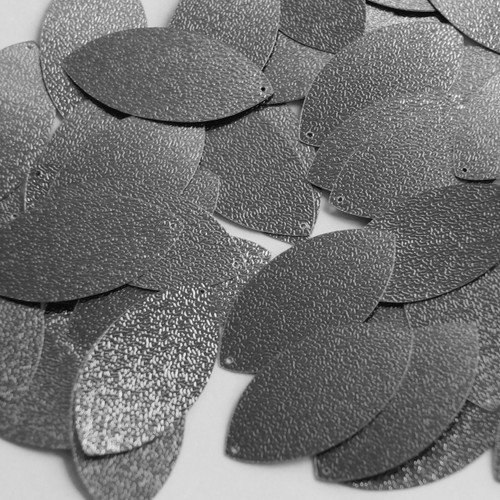 Navette Leaf Sequin 1.5" Hematite Gray Metallic Embossed Texture Navette Leaf Sequin 1.5" Hematite Gray Metallic Embossed Texture