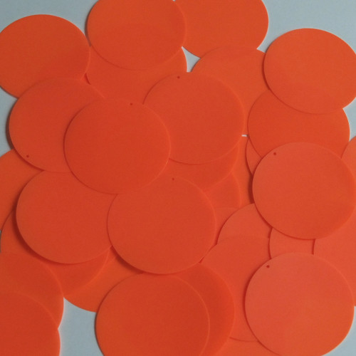 Round Sequin 1.5" Orange Blaze Opaque Fluorescent Vinyl