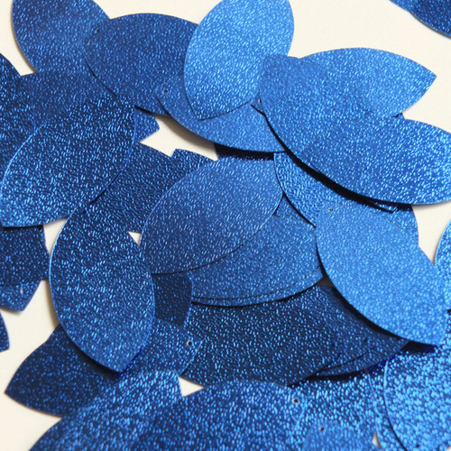 Navette Leaf Sequin 1.5" Royal Blue Metallic Embossed Texture