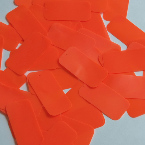 Rectangle Sequin 1.5" x .75" Orange Blaze Opaque Fluorescent Vinyl