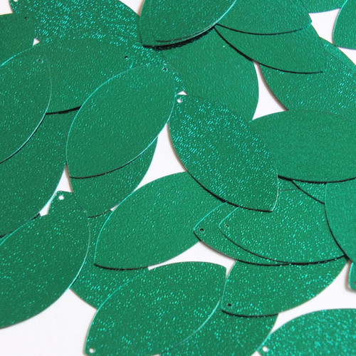 Navette Leaf Sequin 1.5" Teal Blue Green Metallic Embossed Texture