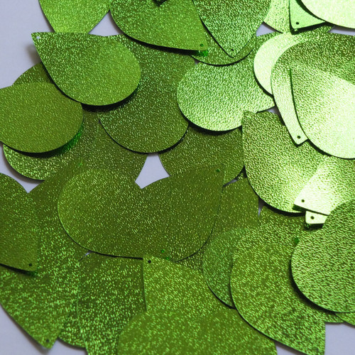 Teardrop Sequin 1.5" Lime Green Metallic Embossed Texture