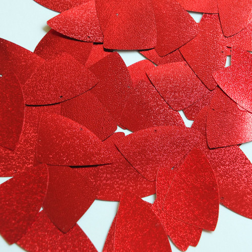 Fishscale Fin Sequin 1.5" Red Metallic Embossed Texture