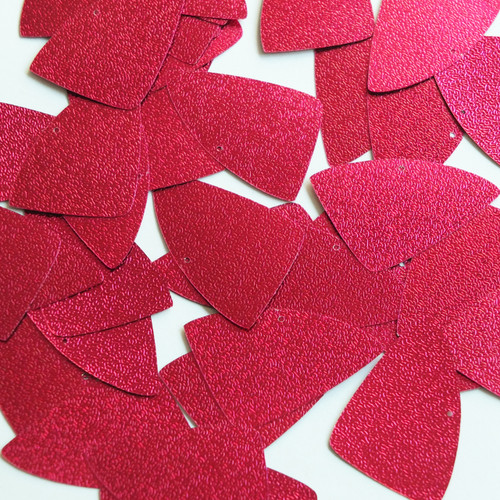Fishscale Fin Sequin 1.5" Berry Red Pink Metallic Embossed Texture