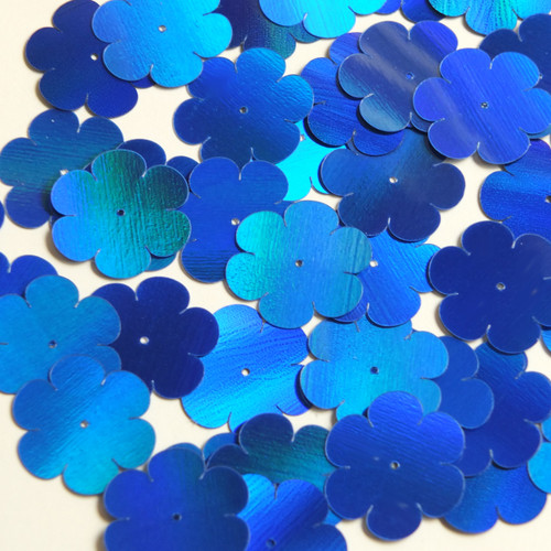 Flower Sequin 1" / 25mm Blue Lazersheen Reflective Metallic