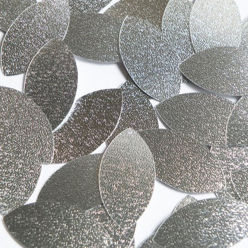 Navette Leaf Sequin 1.5" Silver Metallic Embossed Texture