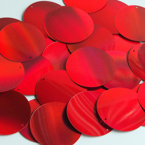 Round Sequin 40mm Red Lazersheen Reflective Metallic