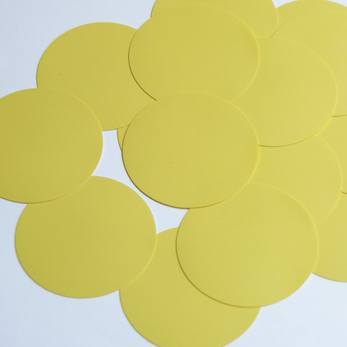 Round Sequin Paillettes 50mm No Hole Butter Yellow Opaque Vinyl