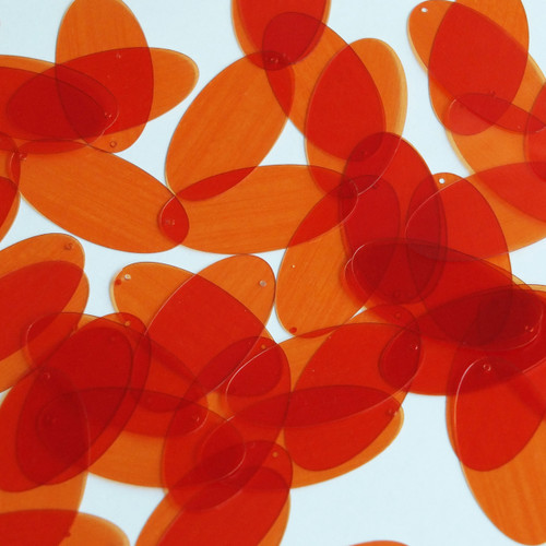 Oval Sequin 1.5" Orange Transparent Glossy See-Thru