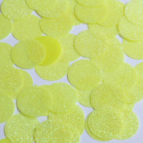 Round Sequin 24mm Yellow Neon Fluorescent Metallic Sparkle Glitter Texture