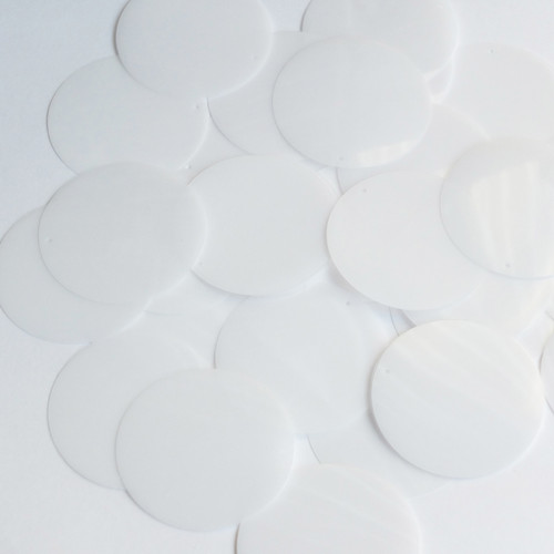 Round Sequin 40mm Milky White Transparent Glossy and Matte Duo Two Sided