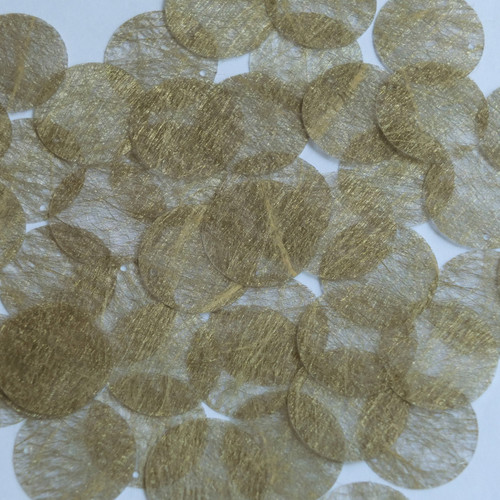 Round Sequin 24mm Gold Silky Fiber Strand Fabric