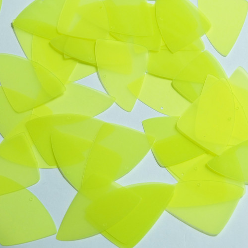 Fishscale Fin Sequin 1.5" Fluorescent Yellow Transparent Glossy and Matte Duo Two Sided