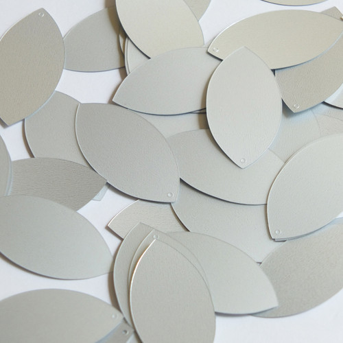 Navette Leaf Sequin 1.5" Silver Matte Satin Metallic
