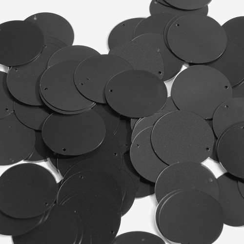 Round Sequin 24mm Black Matte Satin Metallic