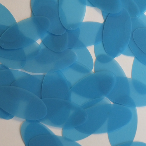 Oval Sequin 1.5" Sky Blue Transparent Glossy and Matte Duo Two Sided