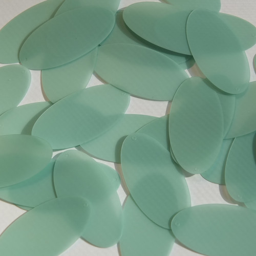 Oval Sequin 1.5" Seafoam Blue Green Transparent Satin and Matte Duo Two Sided