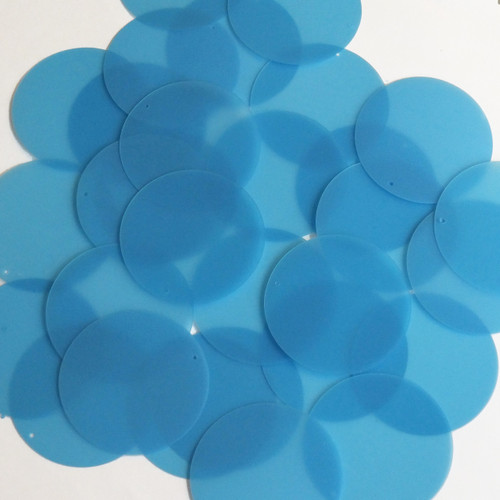 Round Sequin 40mm Blue Cornflower Transparent Glossy and Matte Duo Two Sided