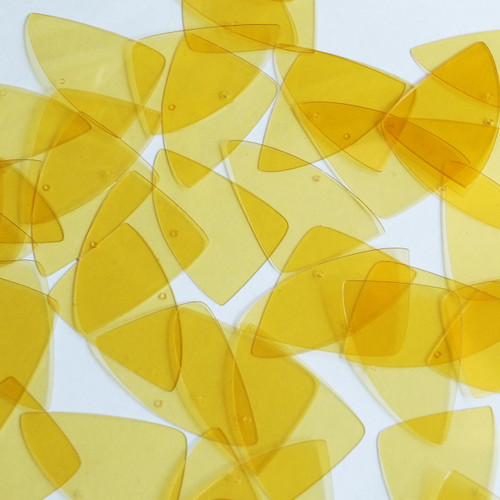 Fishscale Fin Sequin 1.5" Yellow Citrine Transparent Glossy See-Thru