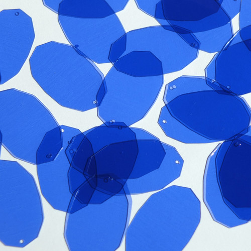 Facet Gem Oval Sequin 1.25" Royal Blue Transparent Glossy See-Thru