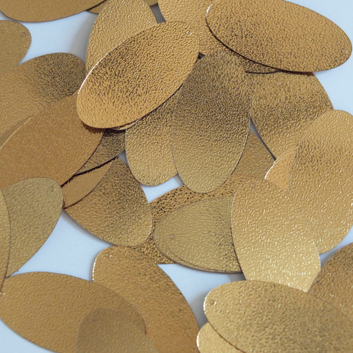 Oval Sequin 1.5" Gold Metallic Embossed Texture