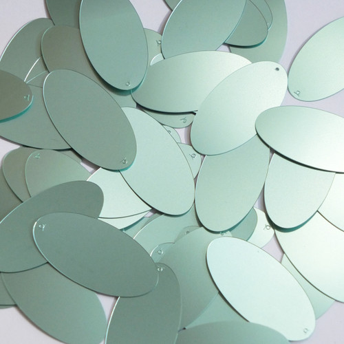 Oval Sequin 1.5" Seafoam Blue Green Matte Satin Metallic