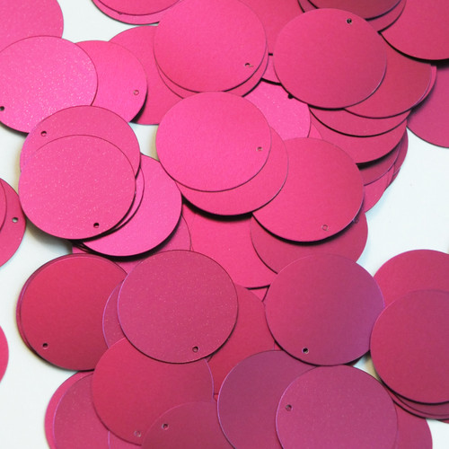 Round Sequin 24mm Fuchsia Pink Matte Satin Metallic
