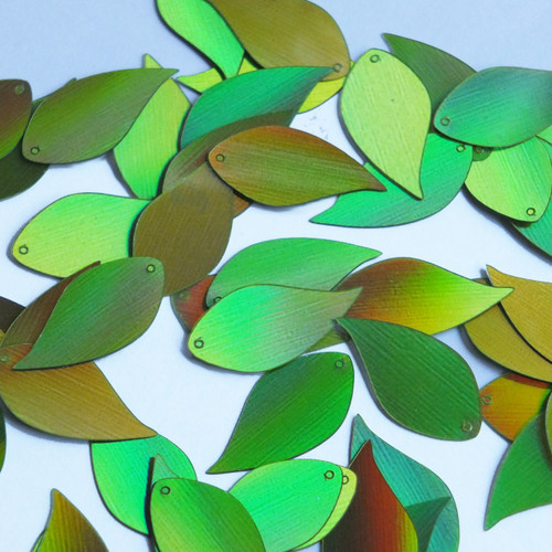 Vine Leaf Sequin 1" Lime Green Lazersheen Reflective Metallic