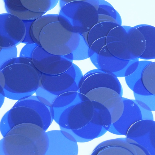 Round Sequin 24mm Cobalt Blue Transparent Glossy and Matte Duo Two Sided