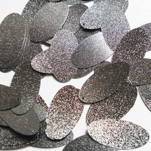 Oval Sequin 1.5" Hematite Gray Metallic Embossed Texture