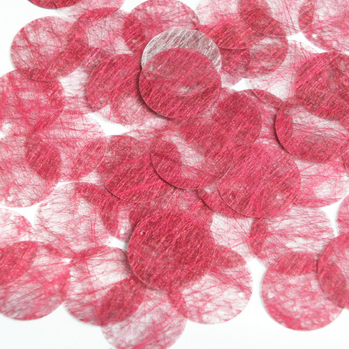 Round Sequin 24mm Deep Rose Pink Silky Fiber Strand Fabric
