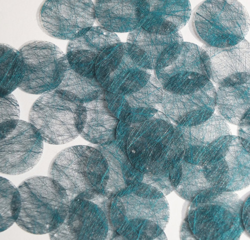 Round Sequin 24mm Deep Teal Blue Green Silky Fiber Strand Fabric