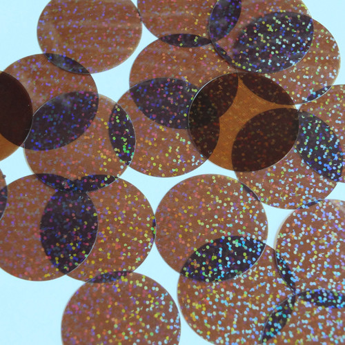 Round Sequin 40mm Chocolate Brown Transparent Hologram Glitter Sparkle