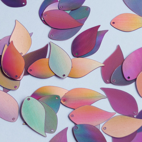 Vine Leaf Sequin 1" Pink Lazersheen Reflective Metallic