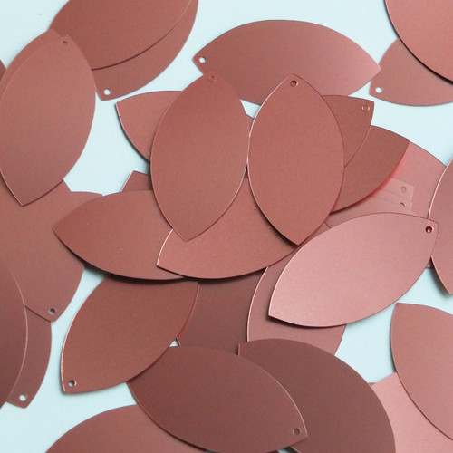 Navette Leaf Sequin 1.5" Copper Rose Matte Satin Metallic