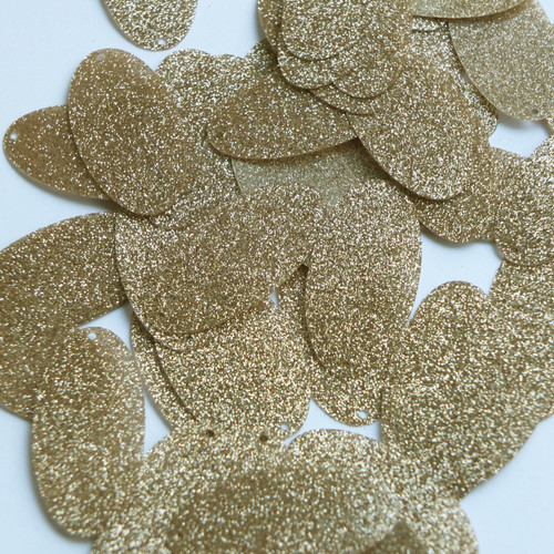 Oval Sequin 1.5" Light Gold Metallic Sparkle Glitter Texture