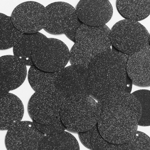 Round Sequin 24mm Black Metallic Sparkle Glitter Texture