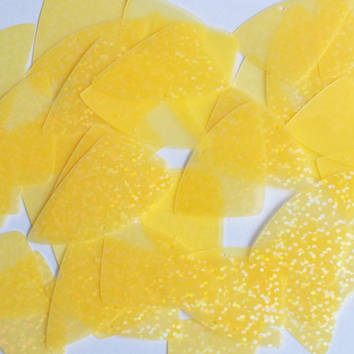 Fishscale Fin Sequin 1.5" Yellow Fluorescent Transparent Hologram Glitter Sparkle