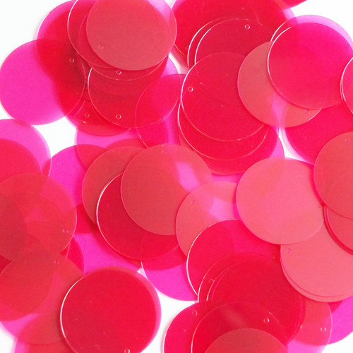 Round Sequin 24mm Raspberry Pink Transparent Glossy and Matte Duo Two Sided